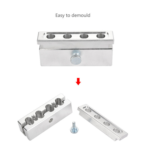 4 hulrum DIY læbestiftform læbepomadefremstiller i aluminiumslegering (engangsbrug)