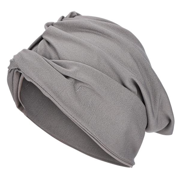 Kvinners Mote Turban Hode Skjerf Stretch Faste Kjemo Wrap Muslimsk Lue Religiøs Artikkel Grå