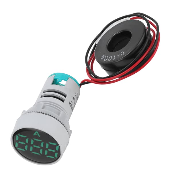 Digitalt Strømmåler Krystalpanel Amperemeter Rund Signalindikator AC 220V AD16‑22DSAGrøn
