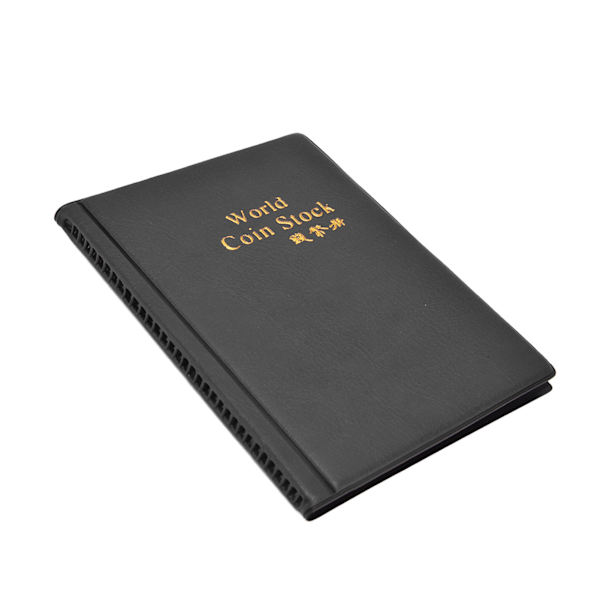 Myntsamlingsbok 120 PVC-lommer PU-omslag Transparent design Myk Høy holdbarhet Klar tekstur Myntalbum Svart