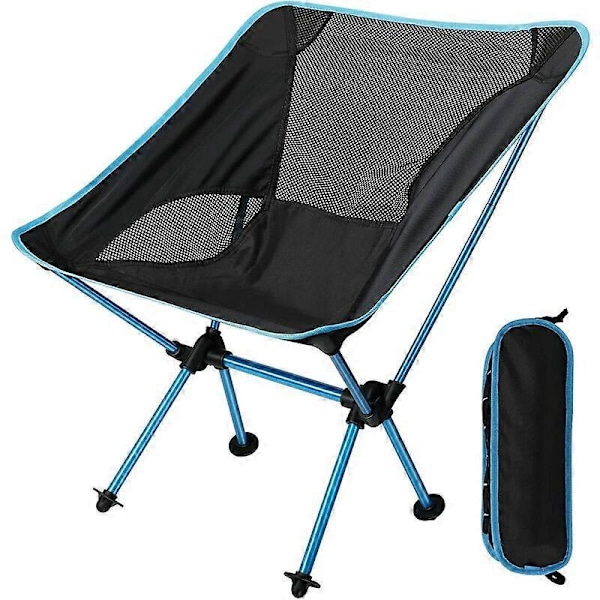 Bærbar Sammenklappelig Campingstol Ultralet Kompakt Fiskestol med Bæretaske til Vandreture, Grill, Picnic, Strand, Udendørs, Maks. Belastning 150 kg