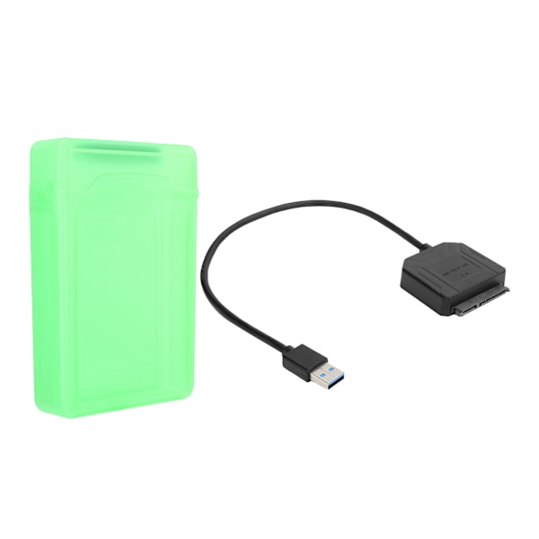 SATA USB 3.0-adapter 2,5 tommer 3,5 tommer SSD HDD harddisk-kabel datamaskintilbehør beskyttelsesboks (grønn)