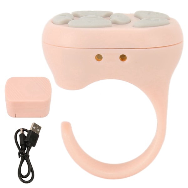 Remote Control Scrolling Ring Bluetooth 5.3 APP Page Turner Camera Shutter Remote Selfie Button Clicker with Charging Case for Cell Phone Pink