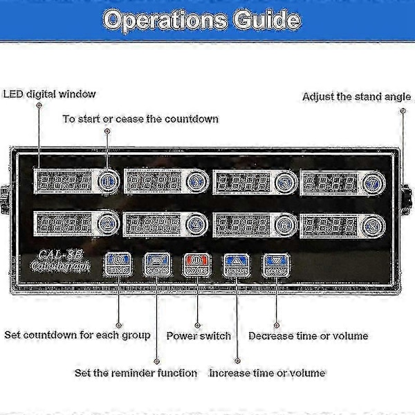 Kommerciel 8-kanals Digitalt Køkkenur, Rustfrit Stål Calculagraph Ur Med Alarm, Ur