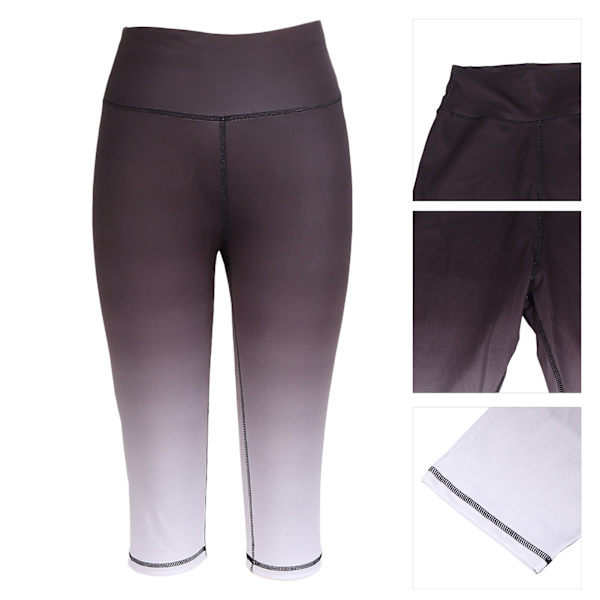Kvinder Højtaljede Yogabukser Gradient Sort Balde Løfter Ben Slankende Fitness Tight Cropped BukserL