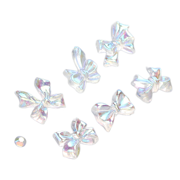 Resin 3D Nail Art Faux Crystal Nail Charms DIY Søde Bowknot Faux Rhinestones Charms til Manicure Ornamenter