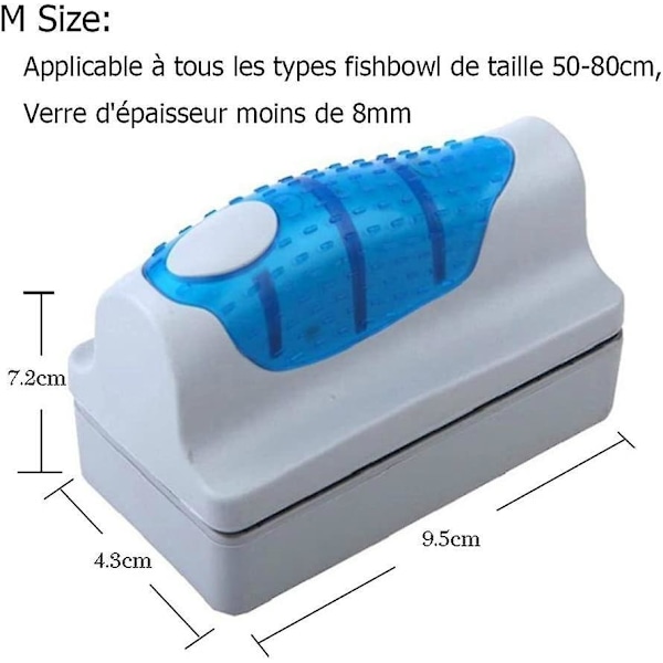 Magnetisk Glasrensebørste Magnet Glas Skraber Rengøring til Akvarium Fisketank Størrelse M