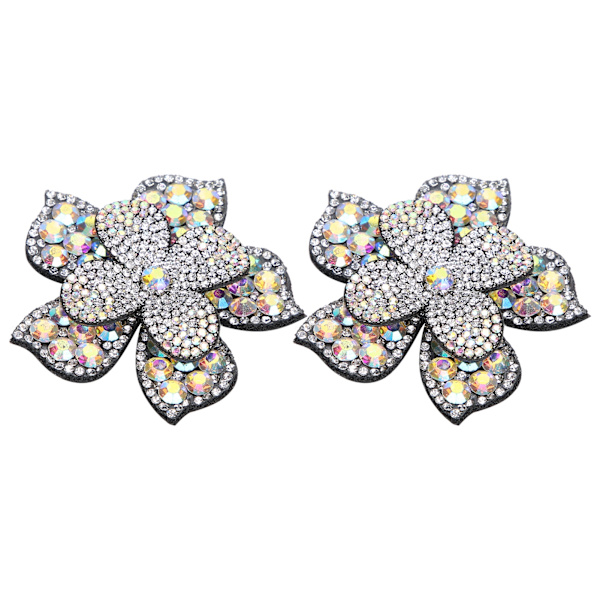2 stk Crystal Diamond Patches Applikasjoner Klistremerker Blomster Klær Sko Dekorasjon DIY AccessoryAB Farge