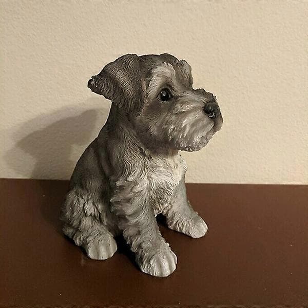 Siddende Schnauzer Hvalp Statue Harpiks Plæneskulptur Super Sød Have Gårdsindretning som visa