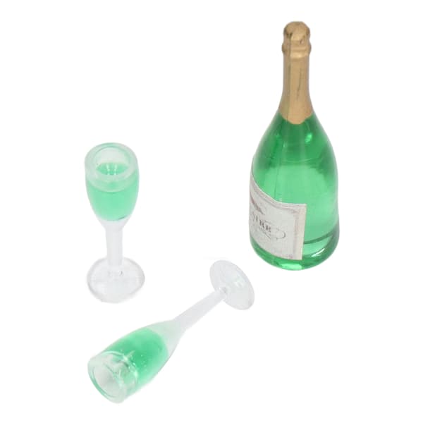 10 Set Dockskåp Champagneset DIY Miniatyr Simuleringsmodell Miniatyr Vinflaskor Verklighetstrogen PVC Dockskåpsdekor