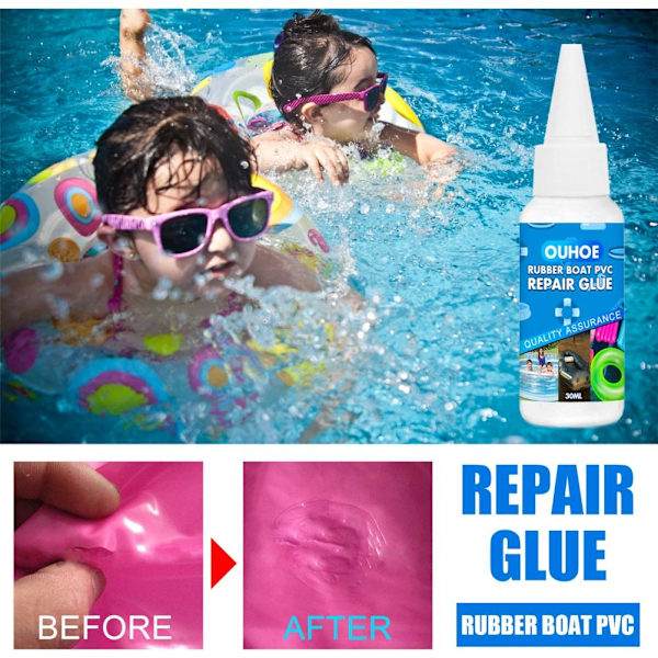 30ml Flexibelt reparationslim, lim för reparation av pooler, vattentät tätningsmedel för PVC-uppblåsbara leksaker