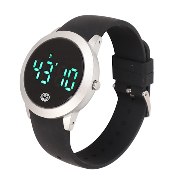 Digitalt vandtæt ur Multifunktionelt stilfuldt farveberøringsskærm Countdown Timer 12 24 timers sportsur Silver Shell Black Belt Small