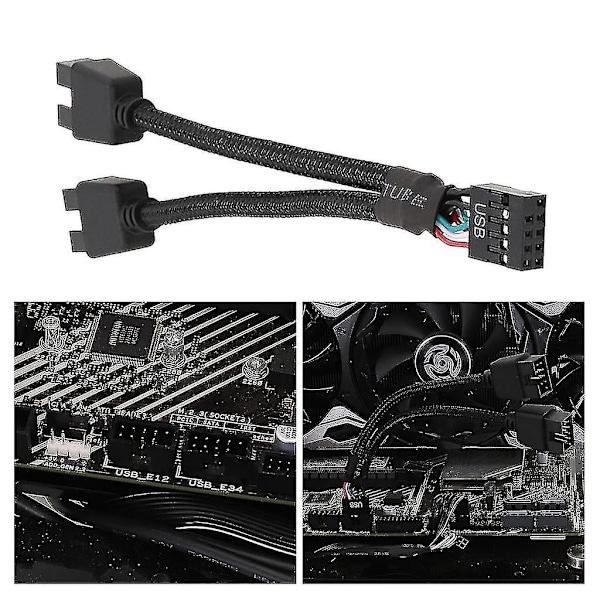 9-pin USB Header Hun 1 Til 2 Han Forlængerkabel Kort Desktop 9-pin USB Hub-B6