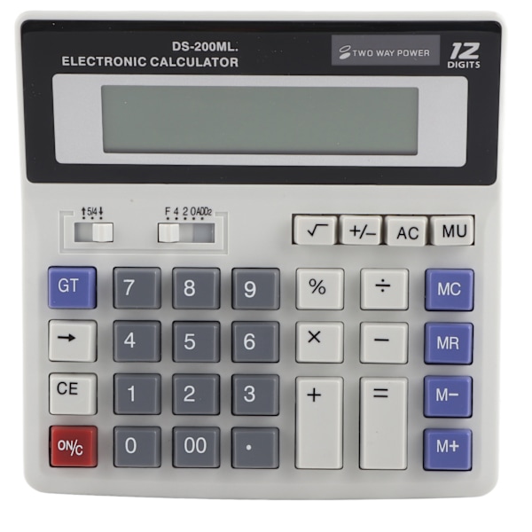 Solar Powered Lommeregner LCD-skærm Grundlæggende Office Standard Funktion Lommeregner 12 cifret