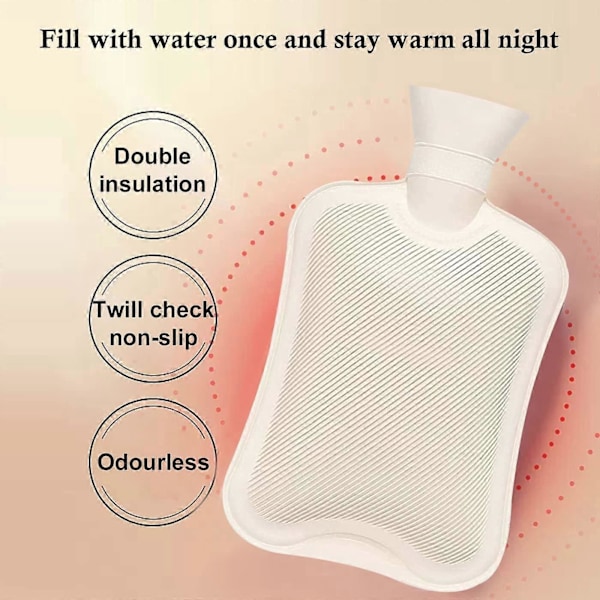 3-pack Varmvattenflaska med Överdrag 300/500/1000ML BPA-fri Varmvattenpåse för Nacke, Axelvärk, Mensvärk, Varm Kompress och Kall Terapi, Fee