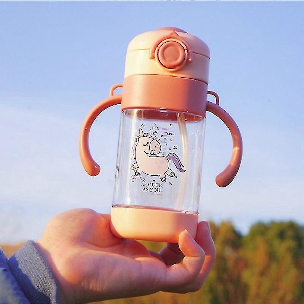 Viktad halmsippykopp för småbarn - 360 ml mjuk silikonsugrör baby vattenflaska blå