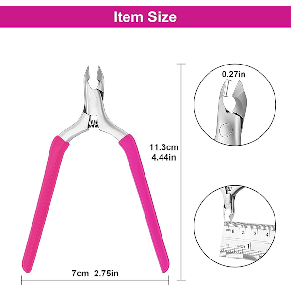 Ammattimainen ruostumattomasta teräksestä valmistettu kynsinauhasakset - ruusunpunainen