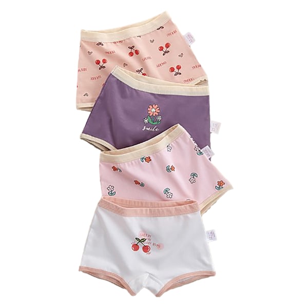 4PCS Girls Underwear Cotton Breathable Comfortable Skin Friendly Sweat Absorption Boxer Briefs for Kids Children 110cm/43.3in for 9‑13KG/20‑28.7LB