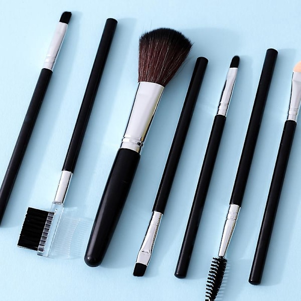 Professionelt 7-delt Vegansk Makeupbørste Sæt til Foundation, Blush og Øjenmakeup