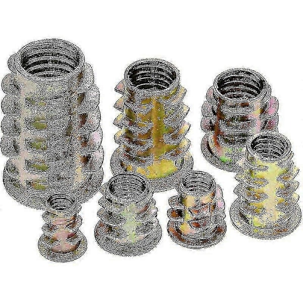 120-pack M4 M5 M6 M8 M10 Hexagonmuttrar av zinklegering med gängade insatser för trämöbler med plastlåda TA