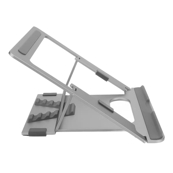 Bærbar computerstativ i aluminiumslegering, foldbart, højdejusterbart, hult varmeafledende bærbar computerstativ sølvgrå til 11-15,6 tommer