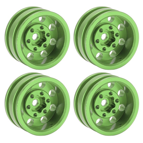 4 kpl Metalli 8 Pyöreä Reikä Pyörännavan Vanteet Axial SCX24 1/24 Kauko-ohjattava Kiipeilyauto Vihreä