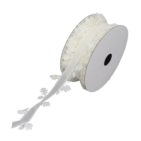 Bladformad spetskantband DIY Bröllop Polyesterband för presentinslagning Kransframställning 4cm (Vit)