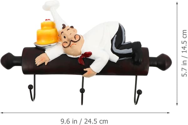 Chef Wall Hanger Thick Chef Wall Hooks Bakery Decorative Chef with Cake Figurine Wall Keys Aprons Tools Hook Chef Wall Art for Kitchen Wall