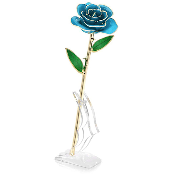 24K gullforgylt roseblomst himmelblå for valentinsdagdekorasjoner ornamenter håndverk