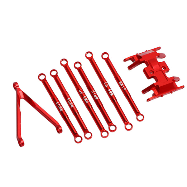 6 kpl:n ohjaustangon sarja SCX24:lle, alumiiniseos, kevyt, hieno muotoilu, 1/24 ohjaustangon sarja Axial SCX24 RC-autolle, punainen