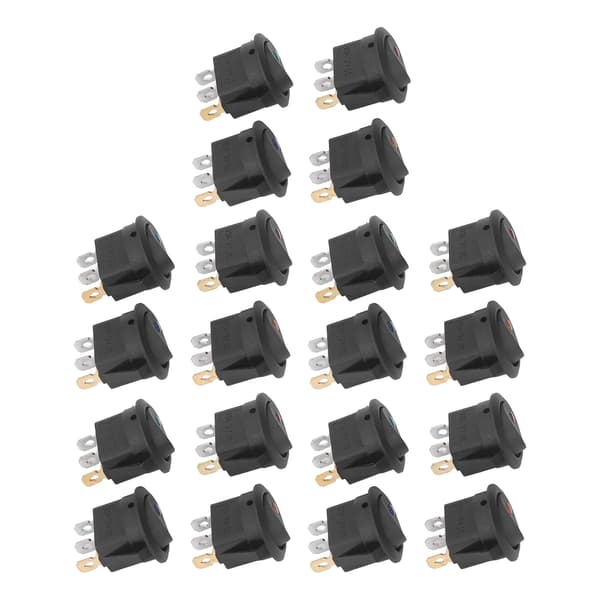 20 stk. 12V Rund Vippekontakt LED Lys 3 Ben 2 Niveauer Toggle SPST Blå Grøn Gul Rød KCD1