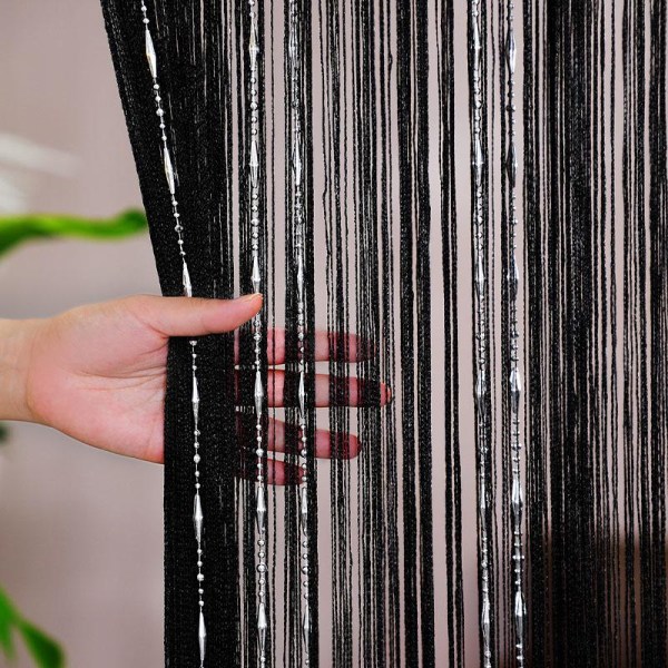 String Porte 100x200cm Sort Gardin vindu dekorasjoner romdeler Soverom dekorasjoner Enkelt gardin for vindu