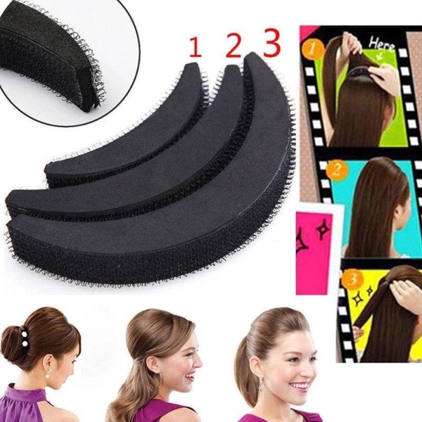 3 kpl / set Hiustyynyt Hiusten volyymin lisääminen Puff Hair Bun Maker Vaahto Sieni Bump Up Insert Base Hiusten muotoilutarvikkeet