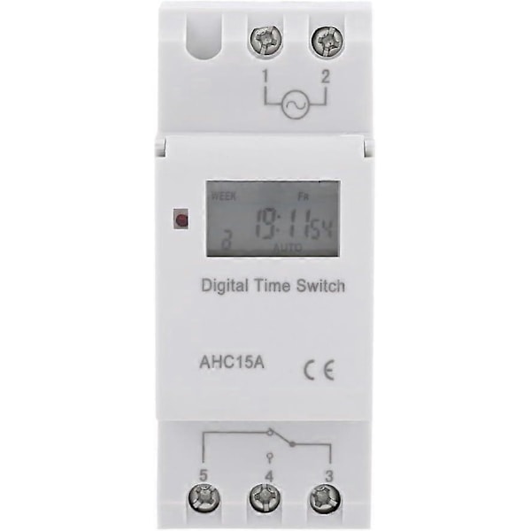 Digitaalinen ajastin, LCD-näyttö viikoittain ohjelmoitava elektroninen releaikakytkin 15A (220V)