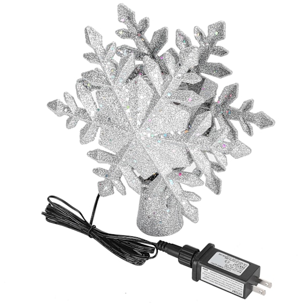 LED Snowflake Projection Lamp Silver Christmas Tree Rotating Snowstorm Decoration LightsUS Plug 110V