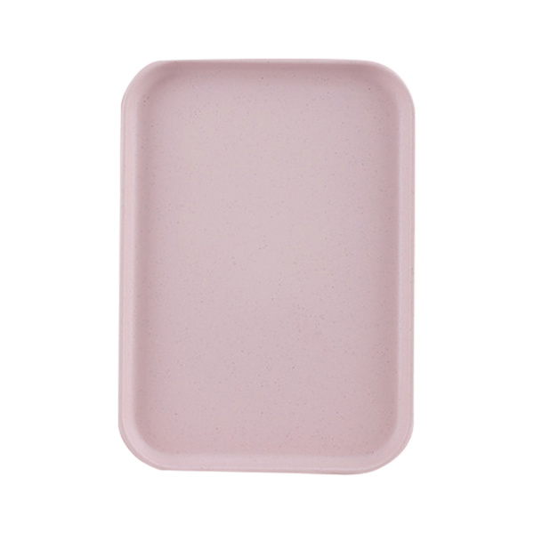 Köksserveringbricka Vetehalm Rektangulär Nordisk Stil Cupcake Frukt Snack Te Bricka för Hemma Kontor Restaurang Rosa S (Ca 25x17cm / 9.8x6.7in)
