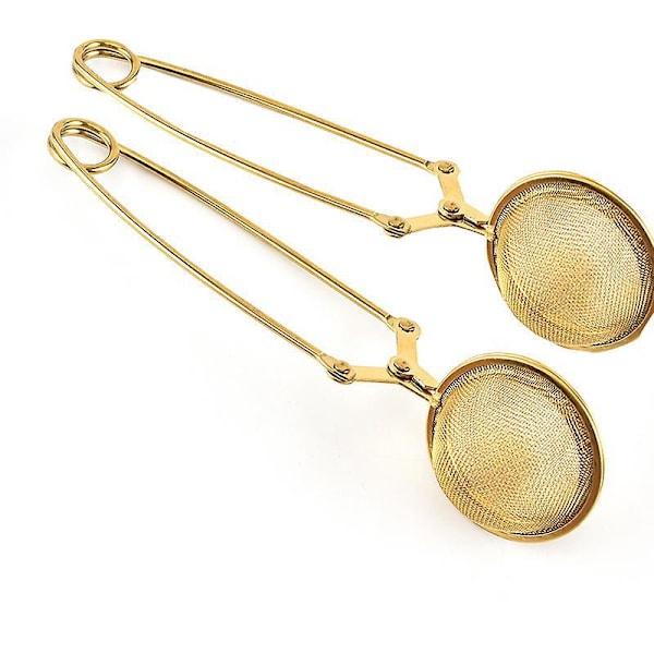 Guld Te-Bold Infuser med Langt Håndtag - Perfekt til Brygning af Løse Te med Fint Masket Filter