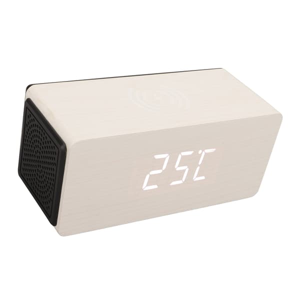 Hvid Træ Ur Intelligent 4 Gear Lysstyrke Bluetooth 15W Træ LED Ur til Børn
