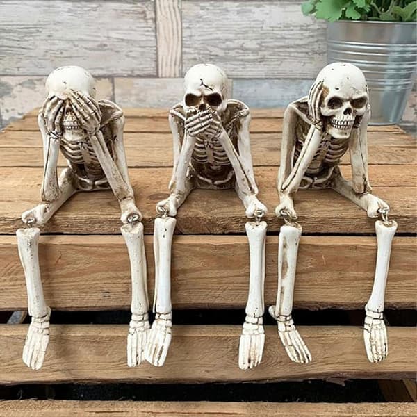 See Hear Speak No Evil Skeleton - Resin Figurine for Gothic Home Decor 3