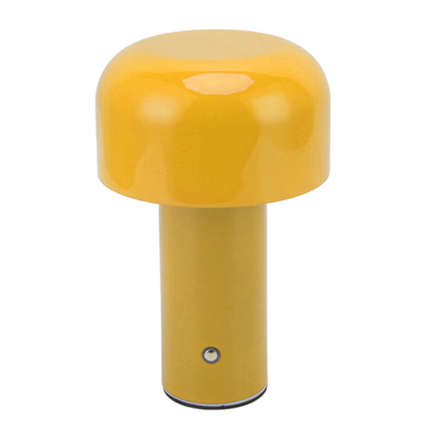 LED-skrivbordslampa, svampdesign, USB-laddning, 3 färgtemperaturer, touch-bordlampa för restaurang, studie, guldgul