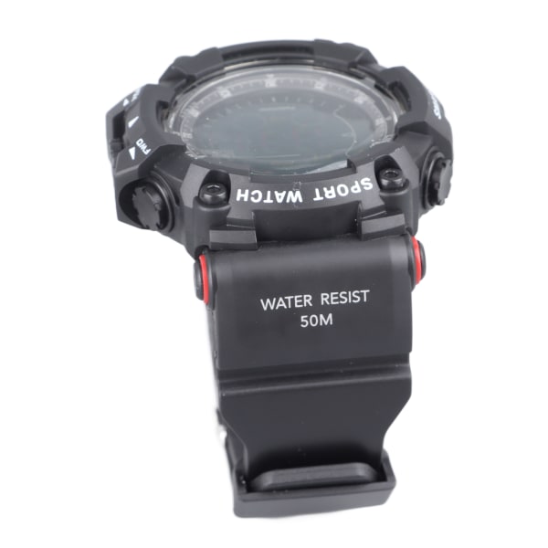 Herre digitalklokke LED-bakgrunnsbelysning multifunksjonell vanntett klokke med nedtakspedometer