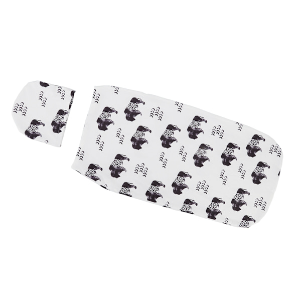 Myk Swaddle Sack Myk Elastisk Anti-Skrekk Baby Swaddle Teppet Lue Sett Nyfødt Wrap Baby Lue Sett for 0 til 3 Måneder Baby Kveg