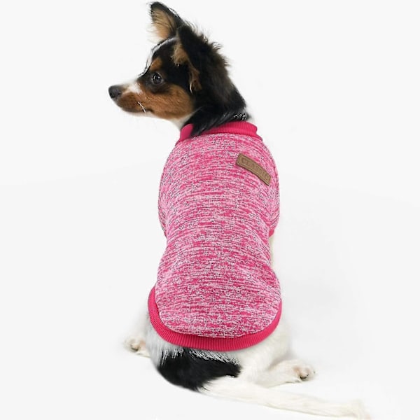 Strikket sweater til kæledyrshund, tyk og varm, vintertøj til kæledyrshund og kat, Zekai Pink L