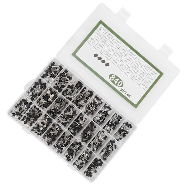 840 stk. effekttransistorkit, triodesortiment, industrielle kontrollkomponenter TO‑92