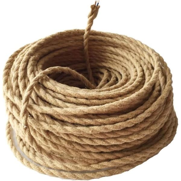 Ikodm – 10m Textil Elkabel – 2 Ledare 0,75 mm² – Retro Flätad Kabel för Pendellampor – Flexibel Koppar för DIY-belysning