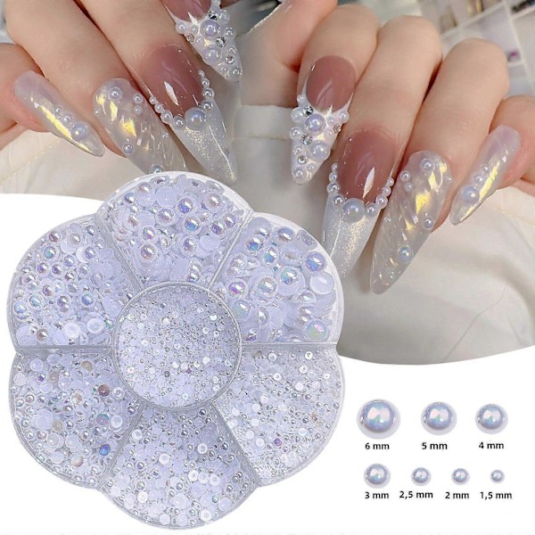 3D Kynsitaidekoristeet, hopeiset ja kultaiset helmet, glitter-kynsitaidekoristeet naisille, tee-se-itse korutarvikkeet, kengät ja laukut white01