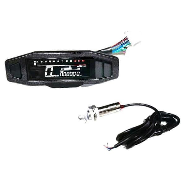 Motorcycle Mini VA HD LCD Speedometer Gauge HD Adjustable LCD JH4 Black