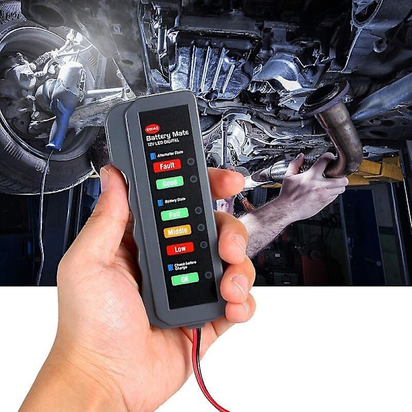 12 V auton akkulaturi-testeri LED-digitaalinen akun kunnon laturin kuormitusanalysaattori LED-kupariklemmillä autoille ja moottoripyörille