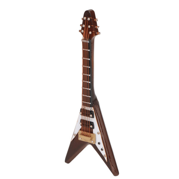 Træ Miniature Elektrisk Guitar Model med Stand og Etui Kaffe Mini Musikinstrument Model Dekoration 10cm