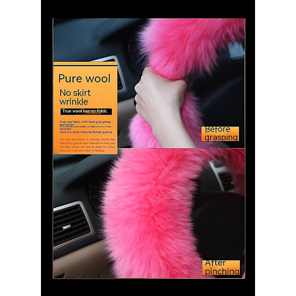 Plush Vita Styrningshjulsskydd - 3-pack, 15 tum Universal Passform för Kvinnor